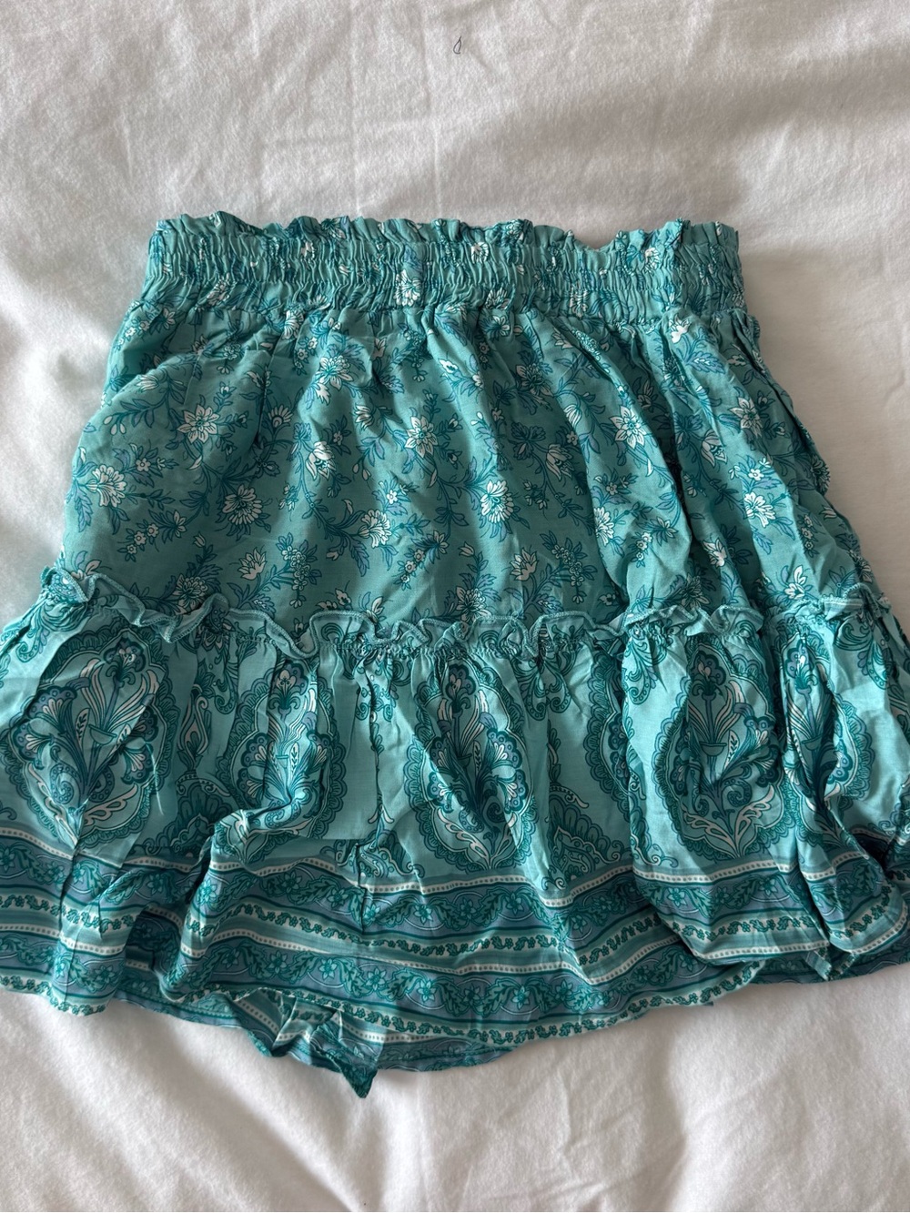 Princess Polly Teal Floral Tiered Mini Skirt